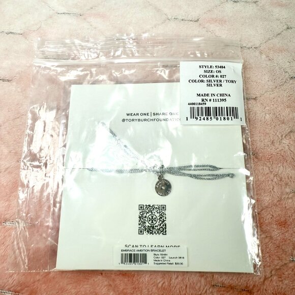 Tory Burch Leather Wrap Logo Bracelet and Embrace Ambition Bracelet w Dust Bag - Picture 7 of 9
